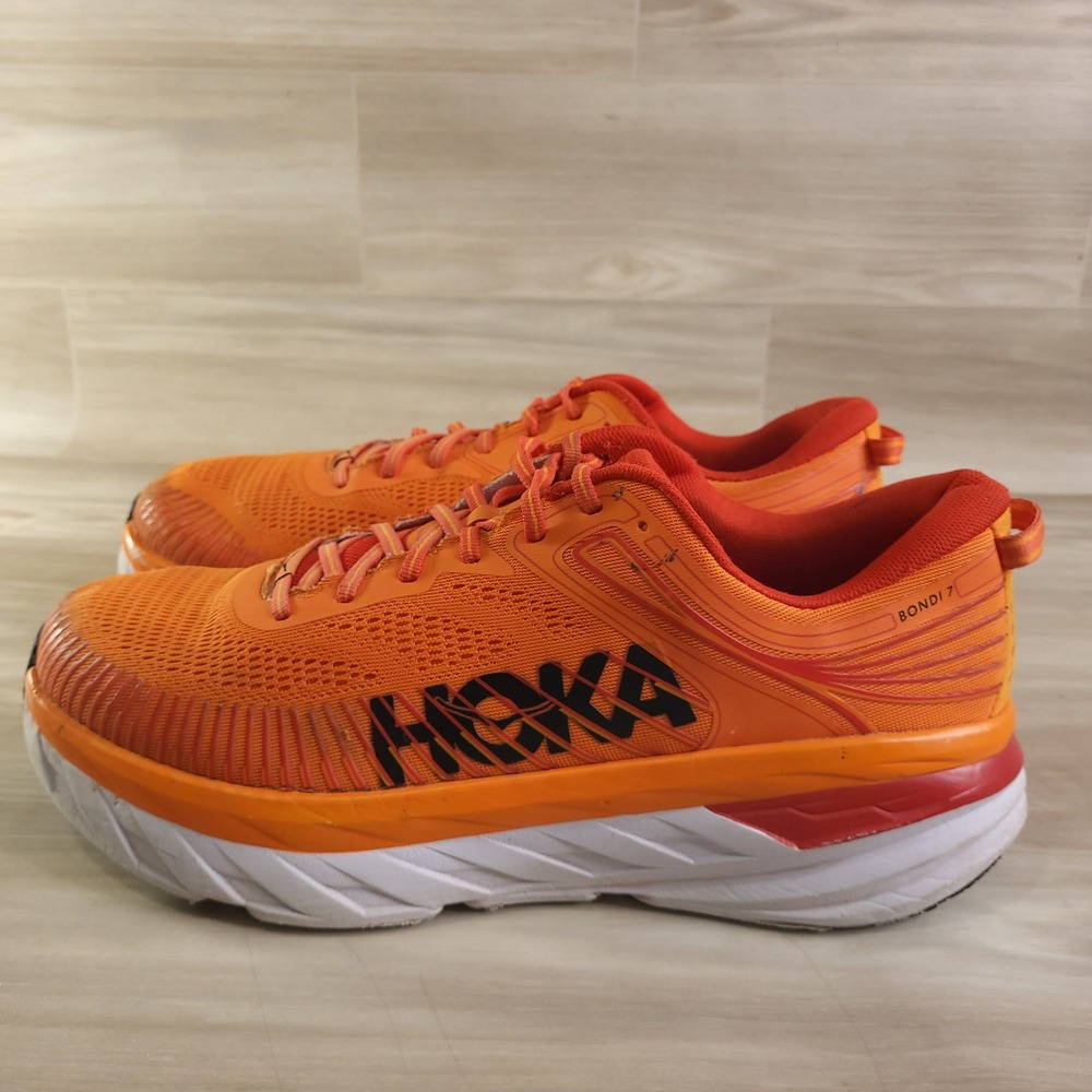 Hoka One One Bondi 7 Running Shoes Mens 12 Orange 1110518 Road Sneakers